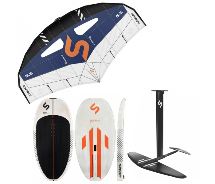 Pack complet de Wing Foil Slingshot (Planche + Aile 5m + Foil 1550)