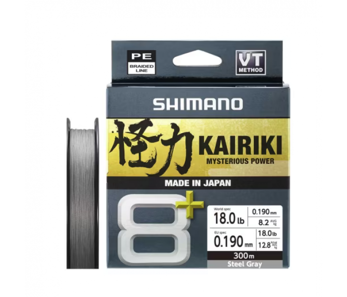 Tresse Shimano Kairiki 8+ (8.2kg - Diam .0.19 - 300m - Vert)