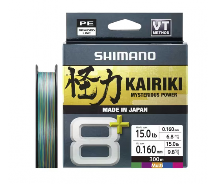 Tresse Shimano Kairiki 8+ (9.8kg - Diam .0.160 - 300m - Multi)