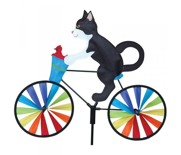Éolienne girouette bike spinner (tuxedo cat)