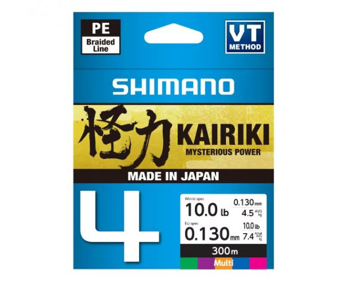 Tresse Shimano Kairiki 4 (10lb/7.4kg - Diam 0.13 - 300m - Multi)