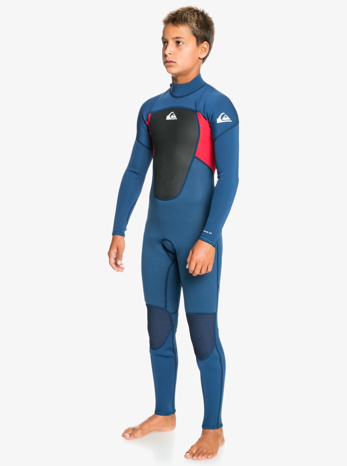 Lansru Combinaison courte en néoprène SCR de 2,5 mm pour enfants avec protection UV, fermeture éclair oblique à l'avant, garde les adolescents au chaud dans l'eau froide