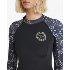 Shorty Manches Longues Billabong Fever Natural 2 mm (noir/floral)