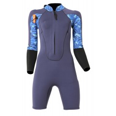 Shorty femme Ocean Step Optimizer double-zip 4/3mm (bleu/maldives)